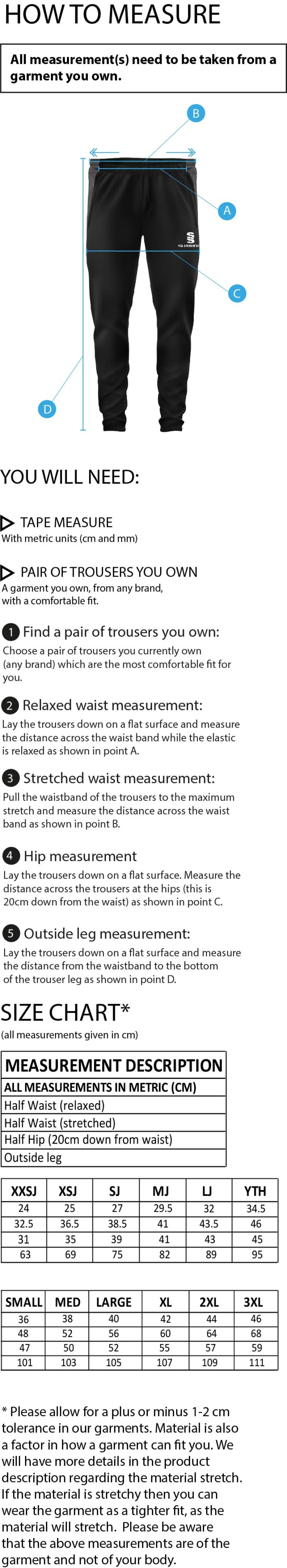 Kirkby Portland CC - Dual Skinny Pants - Size Guide