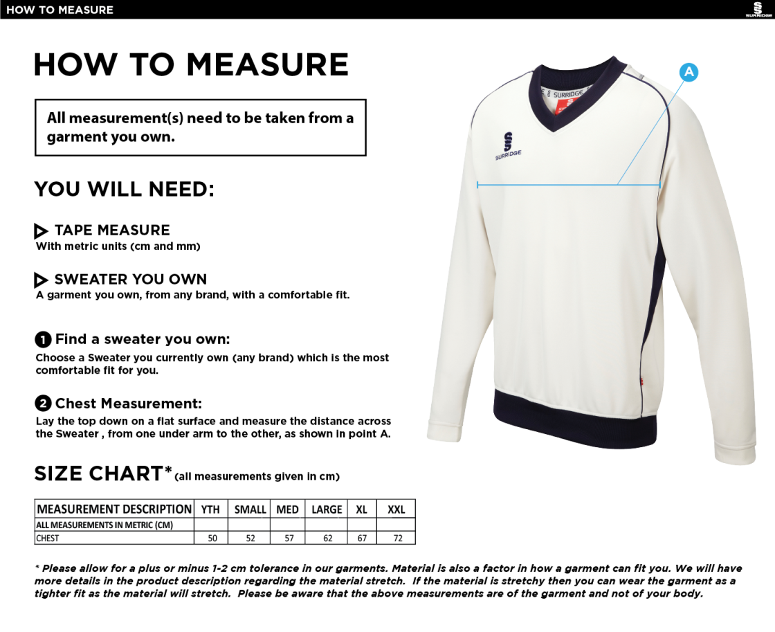 Kirkby Portland CC - Curve Long Sleeve Sweater - Size Guide