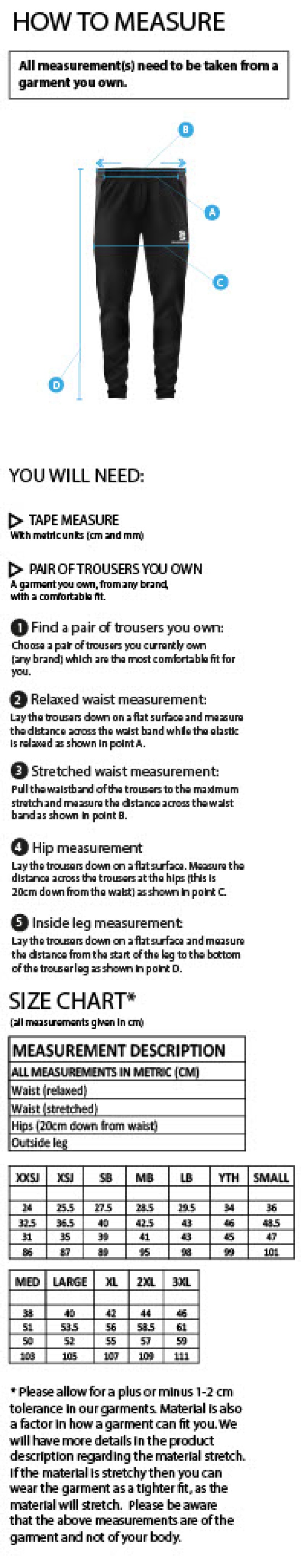 Kirkby Portland CC - Dual Skinny Pants - Size Guide