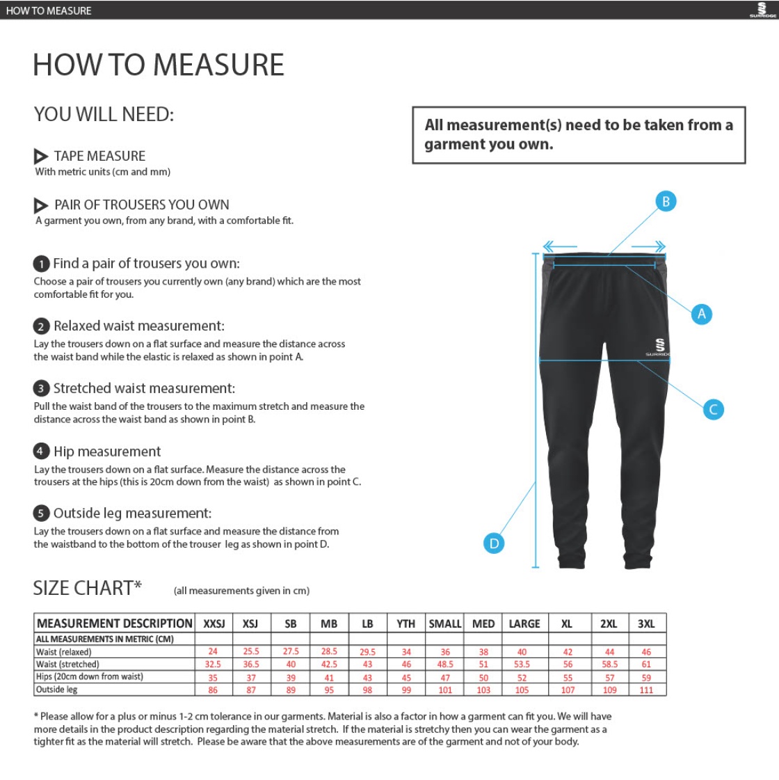 Kirkby Portland CC - Dual Skinny Pants - Size Guide