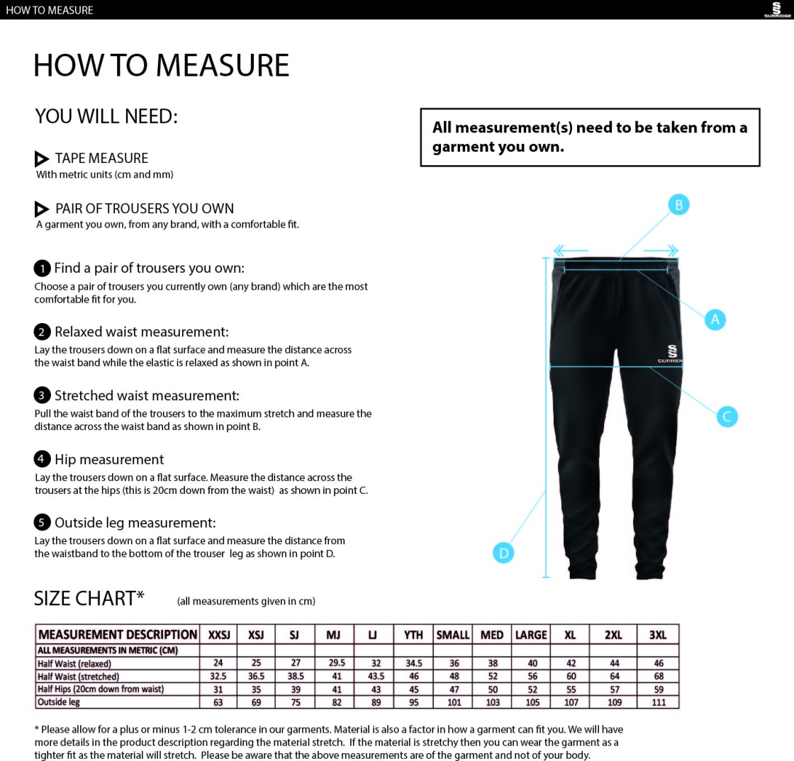 Kirkby Portland CC - Dual Skinny Pants - Size Guide